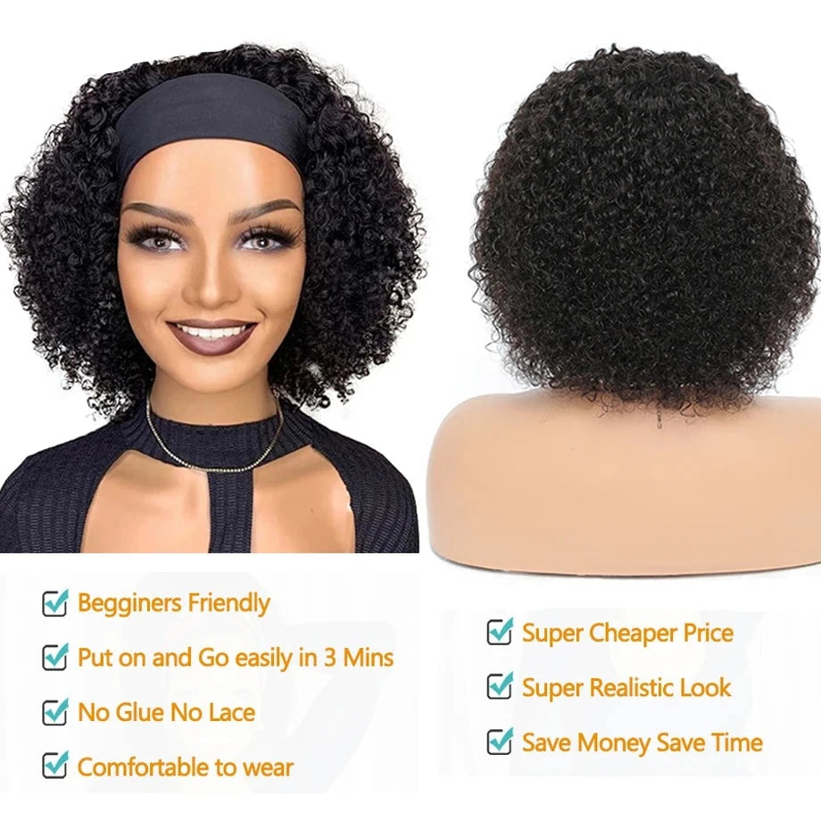 Brazilian Kinky Curly Headband Wig