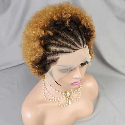 Short Curly Front Braided Wig