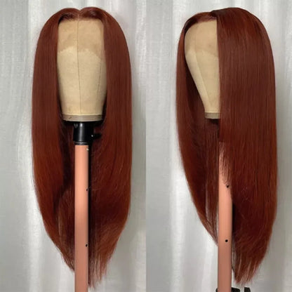 Reddish Brown Straight Lace Front Wigs