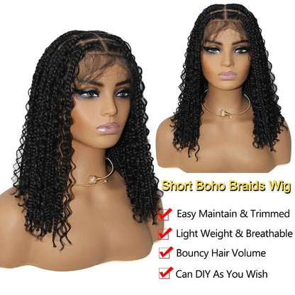 Short Bohemian Curly Braided Front Wigs