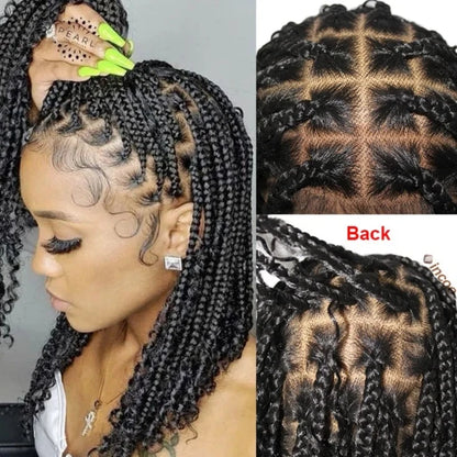 Short Bohemian Curly Braided Front Wigs