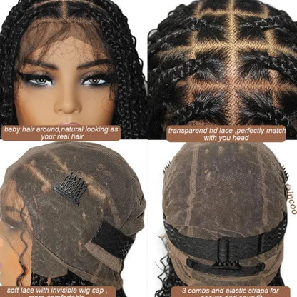 Short Bohemian Curly Braided Front Wigs